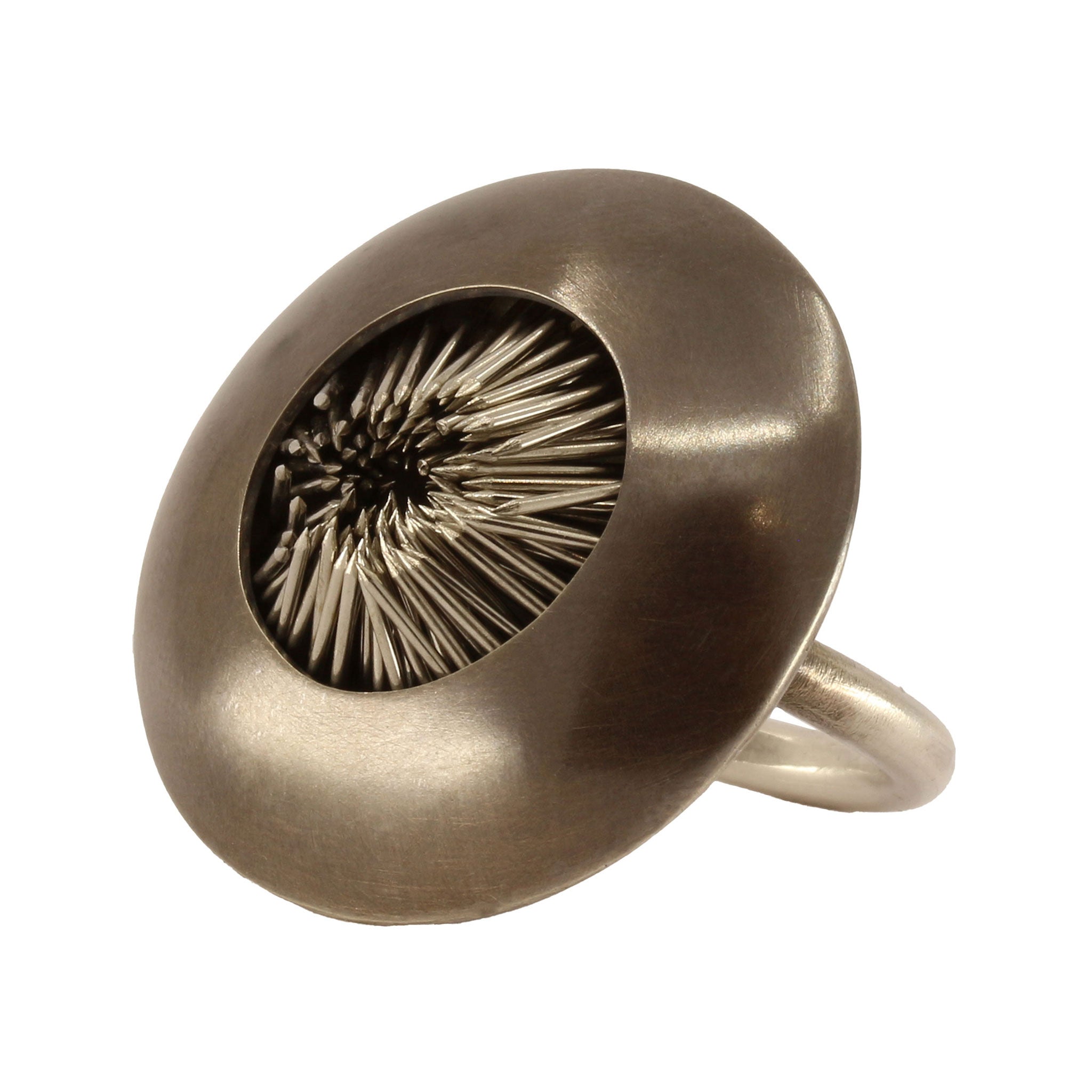H.n1 Ring in Oxidised Sterling Silver and Stainless Steel